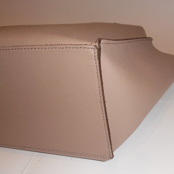 Furla Jucca Small Saffiano Beige Tan Leather Tote Logo Handbag Purse Bag - Picture 8 of 13